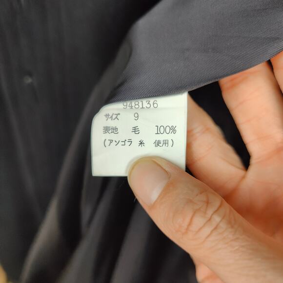 Vintage Orchidea Angora Wool Coat Womens 9‎ Medium Black Button Funnel Neck - Picture 9 of 11